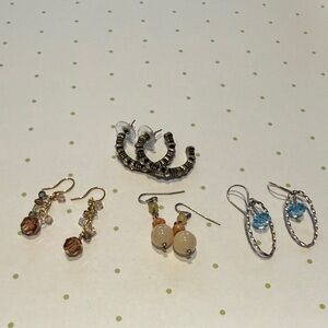 Elegant Gold and Cream Beaded Earrings